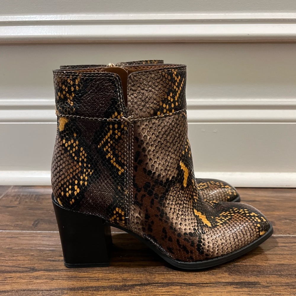 Franco Sarto Generous Snake Print Block Heel Ankl… - image 2